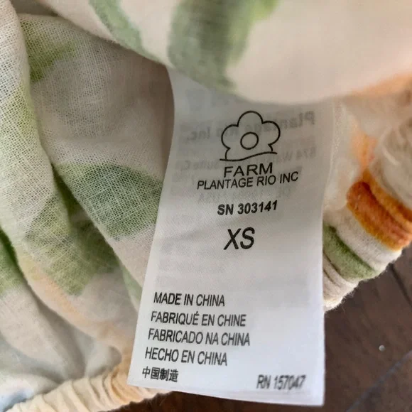 Farm Rio Tropical Linen Crop Top Women's Sz XS Tube Shirt Multi Colored Beach - Picture 10 of 10